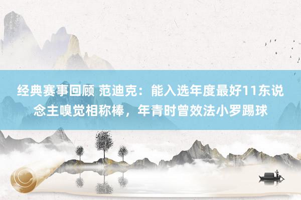 经典赛事回顾 范迪克：能入选年度最好11东说念主嗅觉相称棒，年青时曾效法小罗踢球