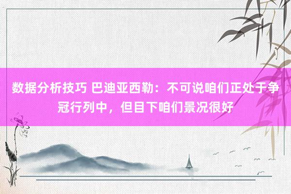 数据分析技巧 巴迪亚西勒：不可说咱们正处于争冠行列中，但目下咱们景况很好