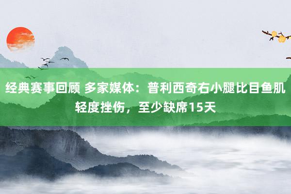 经典赛事回顾 多家媒体：普利西奇右小腿比目鱼肌轻度挫伤，至少缺席15天