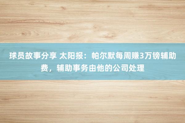 球员故事分享 太阳报：帕尔默每周赚3万镑辅助费，辅助事务由他的公司处理