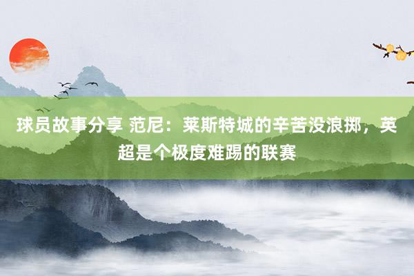 球员故事分享 范尼：莱斯特城的辛苦没浪掷，英超是个极度难踢的联赛