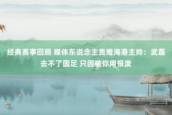 经典赛事回顾 媒体东说念主责难海港主帅：武磊去不了国足 只因被你用报废